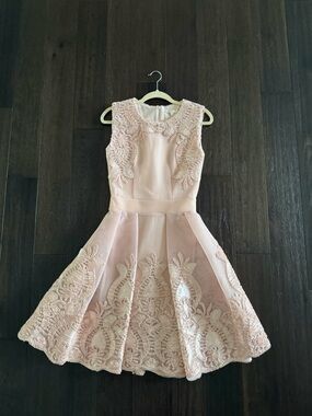 Women’s Blush Pink Lace Overlay Party Dress